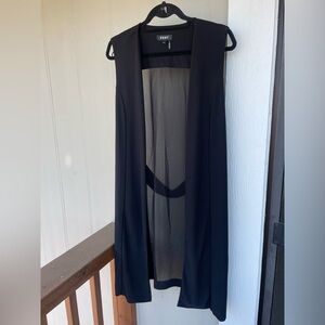 NWOT Sheer Split Hem Duster Vest by DKNY - black